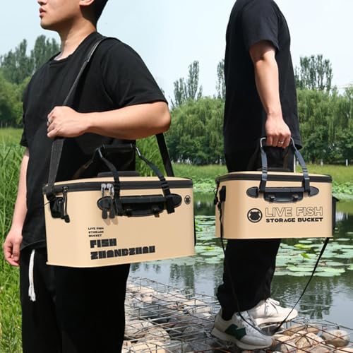 Foldable Fishing Bucket - Live Fish Container, Portable Fishing Bucket with Aeration Hole, Fish Transport Boxes for Outdoor Travel Hiking, Live Fish Container Box for Adult Outdoor Fishing - size: B