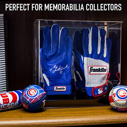 Franklin Sports Display Case – Memorabilia – UV Protected – Sport Collectibles - Baseball - Batting Gloves - Basketball - Soccer Ball - Football - style: Batting Gloves