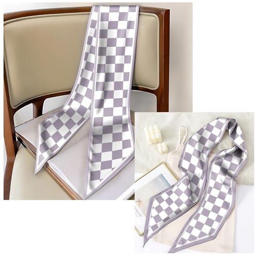 Head Hair Scarf Neck Silk Feeling Scarves Long Thin Satin Fashion Handbag Cute Decoration Women Girls 59 * 6.7'' - color: O-5-purple
