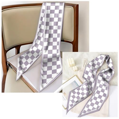 Head Hair Scarf Neck Silk Feeling Scarves Long Thin Satin Fashion Handbag Cute Decoration Women Girls 59 * 6.7'' - color: O-5-purple