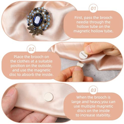 5 Pairs Invisible Magnetic Brooch Pin Converter Mini Magnetic Clasps for Clothing Metal Pin Backs Magnet Metal Lapel Pins Brooch Holder Converter for Hijab Scarf Shawl Thin Fabric