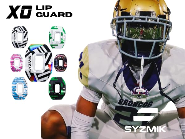 X0 Football Mouthguard – Lip Guard - White Dazzle Camo Traditional – Shock Absorbing – One Size Fits Most - color: X0 - Dazzle Camo Traditional
