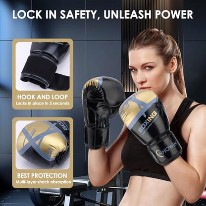 Boxing Gloves, 12oz / 16oz - Boxing Gloves for Men and Women with Boxing Wraps for Heavy Bag, MMA, Muay Thai, Sparring Training