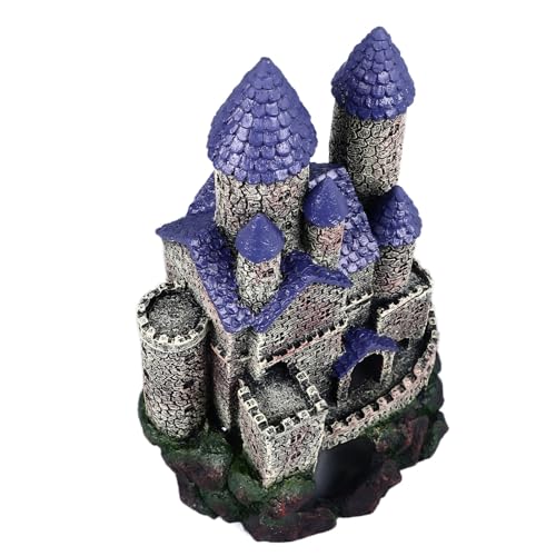 Aquarium Castle Decoration, Resin Aquarium Castle Decoration, Simulated Resin Hideout Cave Fish Tank House Ornament for Freshwater Saltwater