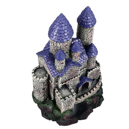 Aquarium Castle Decoration, Resin Aquarium Castle Decoration, Simulated Resin Hideout Cave Fish Tank House Ornament for Freshwater Saltwater