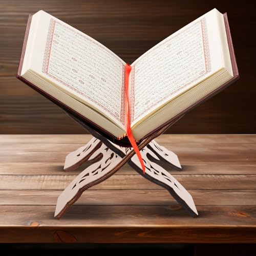 Cabilock Bible Reading Stand and Decorative Book Holder Wooden Desktop Rack for Quran and Bible Display, Desk Book Reading Stand for Religious and Holiday Table Decor