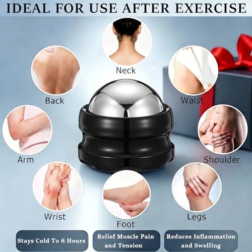 Massage Ice Roller Ball - Roller for Muscles Deep Tissue - Stays Cold for 6 Hours, Plantar Fasciitis Roller, Sports Fitness Relaxations Gift, Rapidly Relieve Muscle Pain and Tension - color: Black
