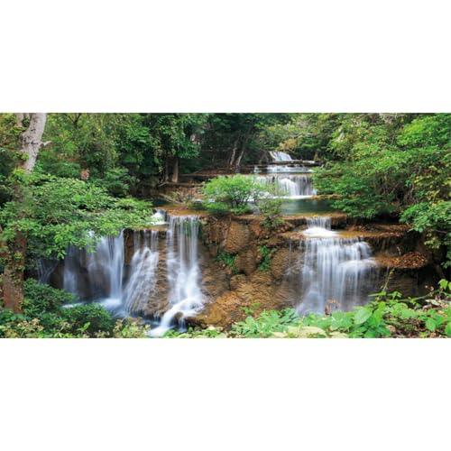 AWERT 48x20 inches Waterfall Terrarium Background Rainforest Aquarium Background Tropical Plants Green Tree Reptile Habitat Background Vinyl | AWERT Rainforest Tropical Plants Tree Terrarium Background Vinyl - size: 48x20in/120x50cm