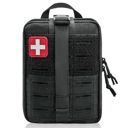 Molle Ifak Pouch Rip Away, 2Pack Molle Tactical Medical Pouch, Empty First Aid Kit Bag for Duty Belt (2 Pack-Black) - color: 2 Pack-black