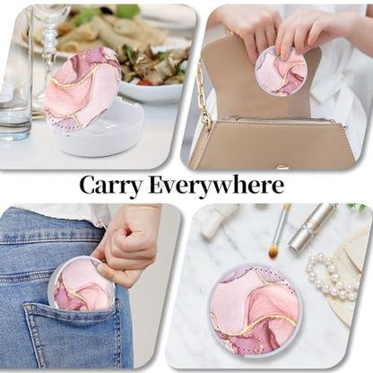 Retainer Case, Denture & Orthodontic Aligner Case with Mirror & Ventilation, Pink Marble - color: Pink Marble