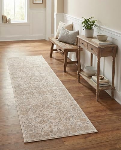 Rugs.com Oregon Collection Rug – 8 Ft Runner Ivory Low-Pile Rug Perfect for Hallways, Entryways - color: Ivory 3, size: 2'2" x 8' (Runner)