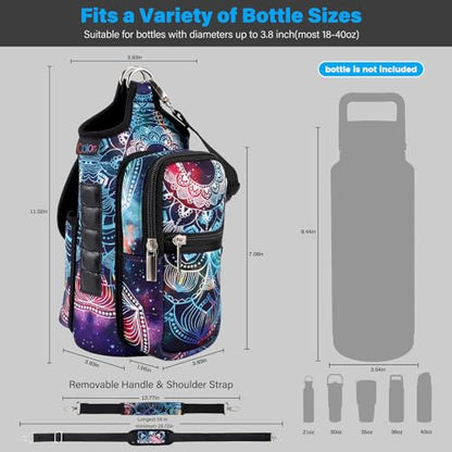 icolor Magnetic Gym Bag Water Bottle Carrier Holder with Phone Pockets & Shoulder Strap,Gym Magnetic Bag 5 Built-in Magnets Gym Accessories Organizer Sling Bottle Bag Pouch Sleeve - color: Mandala