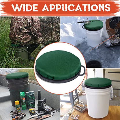 WarBull 5 Gallon Bucket Seat, 360-Degree Swivel Seat Foam Cushion Bucket Seat Lid with Waterproof Cover for Dove Duck Hunting, Fishing, Baseball, Gardening and Camping - color: Green