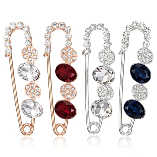 Ymapinc Brooch Pins for Women Shawl - Decorative Rhinestone Safety Pins, Vintage Broche for Collars Sweaters Hats Dresse - style: Oval gemstone Brooch