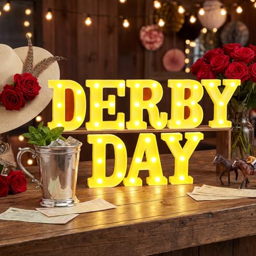 Aurelema Sukkot Large LED Letter Sign LED Lights, Derby Day, 8.27 Inches - color: Derby Day, size: 6.3 Inches