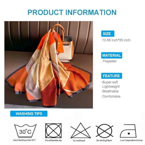 Xyueanlo Scarfs for Women Lightweight Scarves Fashion Print Floral Pattern Head Scarf Wraps Shawls - color: Orange Black