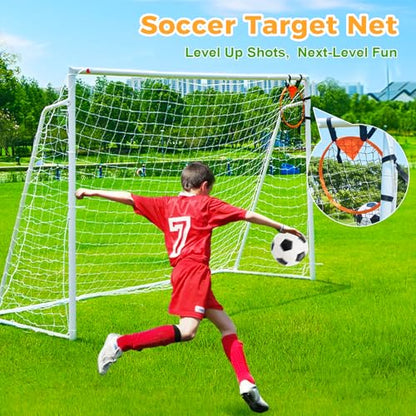 Soccer Goal 12x6,10x6.5, 8x6, 6x4FT Soccer Goals for Backyard Metal Soccer Goals for Kids Youth Adults Large Outdoor 2" Steel Soccer Goal Post Frame with Soccer Net Target Net Portable Agility Ladder - style: 10×6.5 FT