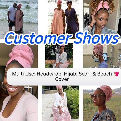 Harewom Head Wraps for Black Women, 71" Long Soft African Turban Hair Scarf - color: 1 Pcs- Pink