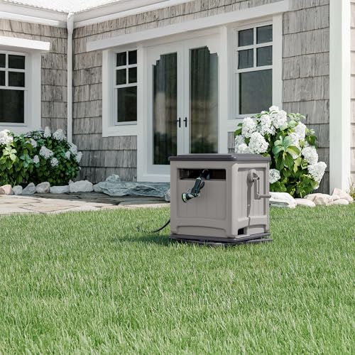 Suncast Swivel Smart Trak Hose Hideaway, 225 Foot x 5/8 Inch Garden Hose Reel with Smart Trak Guide & Swivel Base, Dove Gray/Cyberspace - color: Dove Gray/Cyberspace