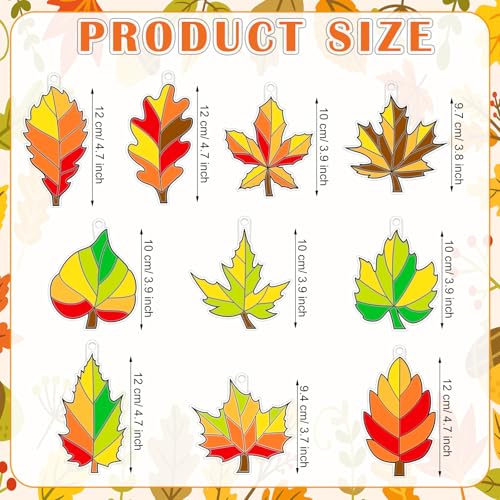 Beeveer 30 Sets Fall Leaf Suncatchers Craft Kit DIY Window Art - style: Fall Leaf