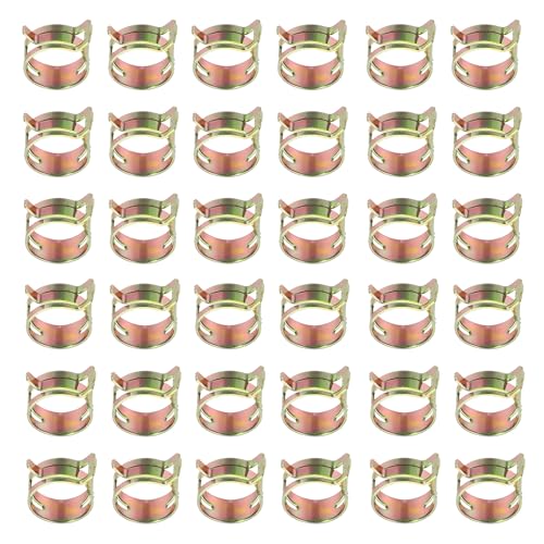 PATIKIL Spring Band Hose Pipe Clamps for 19-22.3 mm OD Hose, 50 Pack Silicone Vacuum Constant Tension Band Clips for Fuel Line Silicone Air Hose Tube Water Pipe, Gold - size: 19-22.3 mm