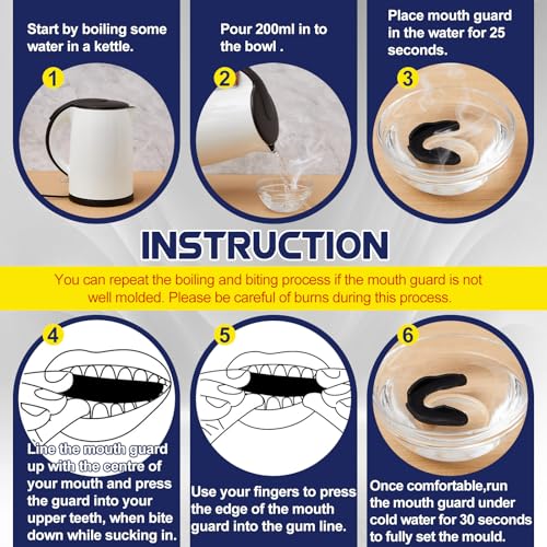 BBTO 6 Pack Black Sports Mouth Guard EVA Moldable Breathable Mouth Protection Athletic Mouthpiece with Perforation for Adult Mouthpieces for Team Sports Basketball Boxing Football Lacrosse Hockey