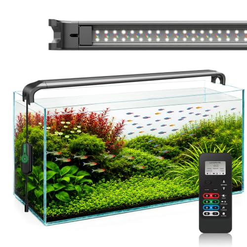 48-57in Freshwater Aquarium Light, RGB+W Fish Tank Light | 24/7 Timer with Remote, Full Spectrum Aquarium IP67 Plant Light, Dimmable RGBW Brightness, Plant&Fish Preset Modes, DIY Mode - size: 48-57inch