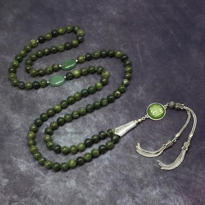 Special Prayer Beads Series -99 beads- Tesbih Tasbih Tasbeeh Misbaha Masbaha Subha Sebha Sibha (Taiwan Green Jade -8mm, 99 Beads) - color: Taiwan Green Jade -8mm, 99 Beads