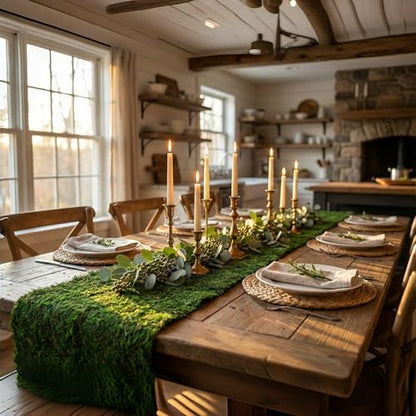 Fake Moss Table Runner 71" x12" - Realistic Green Moss Sheet for Crafts, Garden Party Decorations, Woodland Theme, Forest Decor 30x180CM
