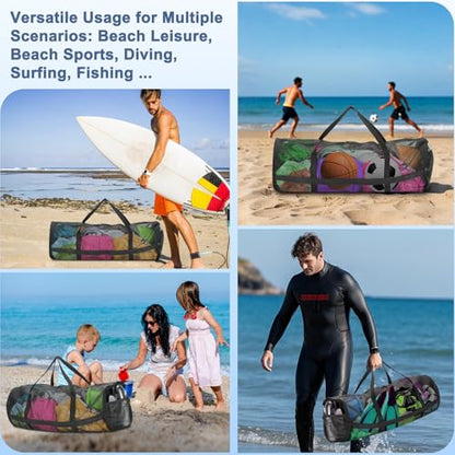 Diving Mesh Duffel Bag Large Capacity, Quick-Dry Ventilation System Mesh Duffel Bag for Scuba Diving, Snorkeling & Spearfishing Ideal Beach Travel Companion with a Splash-Proof Phone Pocket