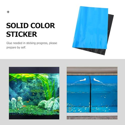 POPETPOP Aquarium Background : Double Sided Fish Tank Background Waterproof Film Aquarium Backdrop for Fish Tank Decoration, 19.69x32.28 Inch (Blue)