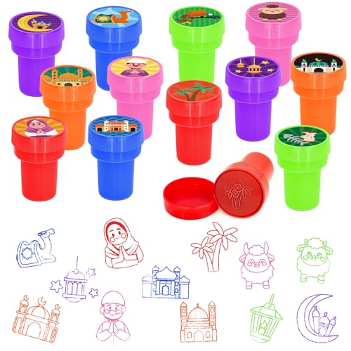 Cinrobiye 24 Pcs Ramadan Stampers Party Favor Set, Cute Islamic Theme Stamps for Kids Ramadan Celebration, Classroom Rewards, Eid Gifts, Goody Bag Fillers, Muslim Holiday Party Supplies - color: Ramadan