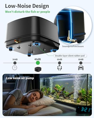 Pond Aerator, 640GPH High-Volume Pond Air Pump for 1000-3000 Gallon Ponds, Ultra-Quiet Septic Aerator IP65 Waterproof for Koi Pond, Water Garden, Fish Tank & Winter Ice Prevention P840