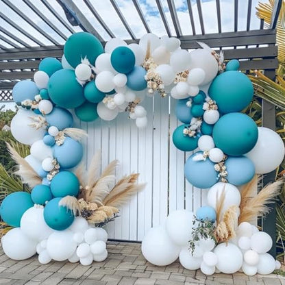 Teal Balloons Turquiose Double Stuffed Balloon Garland Arch Kit Latex Different Sizes For Birthday Baby Shower Dolphin Mermaid Engagement Anniverasry Party Decoration | Turquiose Teal Blue Balloon Garland Kit For Birthday Baby Shower Dolphin Engagement An