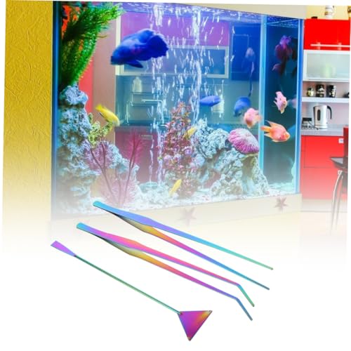 BESPORTBLE 3pcs Aquarium Tank Cleaning Kit Set Stainless Steel Spatula Tweezers for Aquatic Plants