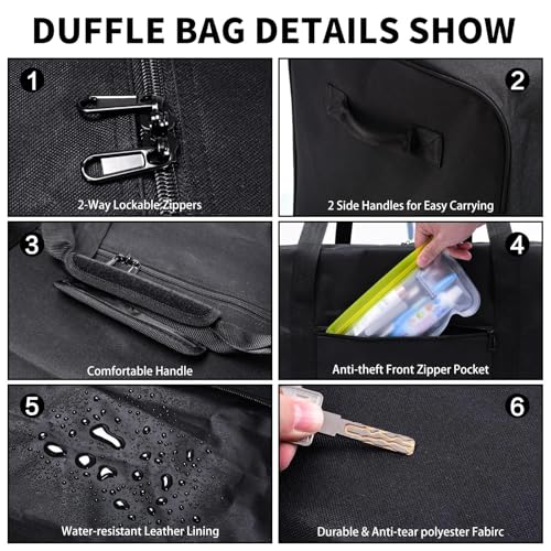 Urbanstand 52 inch Foldable Duffel Lock Zipper Travel Camp, Black | 600D Water-Resistant Ripstop Polyester, Foldable Design, Padded Handle, Holds Tent, Tripod, Fishing Rod & Sports Equipment - color: Black, size: 52 Inch