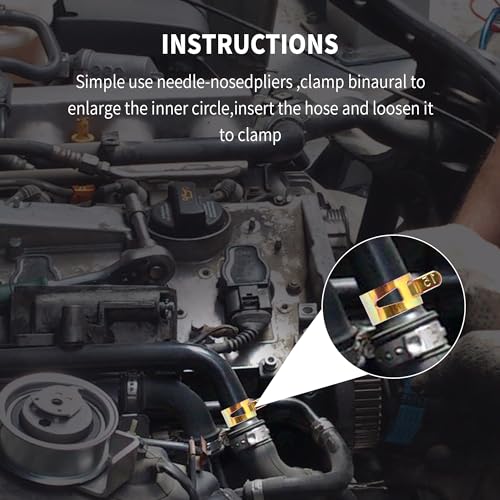 Spring Hose Clamp Assortment Kit,6 Size Fuel Line Clamp for Fastening Vacuum Line,Silicone Tubing,Hose Pipe & Spring Clamps,Universal Small Hoses Clamps Car Accessories (60PCS)