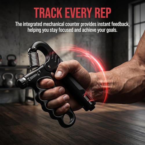 Grip Strength Trainer with Counter, Adjustable Hand Gripper Strengthener, Forearm Strengthener for Home Fitness Workout for Musicians Athletes