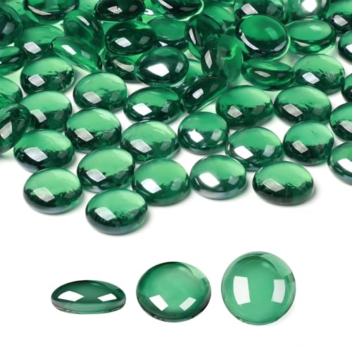 SUREAM Green Marbles for Vase Filler, 1 LB Green Glass Beads, Flat Beads for Tank, Aquarium, Crafting, Candle Holder, Indoor Outdoor Decor - color: Green, size: 1LB
