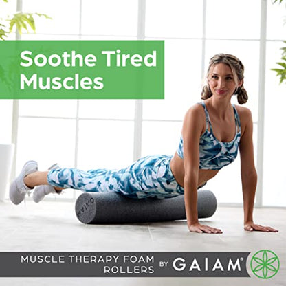 Gaiam Restore Foam Roller, Muscle Recovery, 18" (Grey) | High-Density EVA Foam | Deep Tissue Massage | Pre & Post-Workout Muscle Recovery | Multiple Sizes | Home & Gym