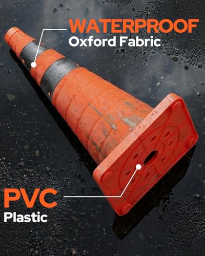 2 Pack 28 Inch Collapsible Traffic Safety Cones, Orange Pop Up Cones with Reflective Collar, Multi Purpose Road Cones for Road Safety, Parking Lot, Driving and Sport Training - size: 28 Inch