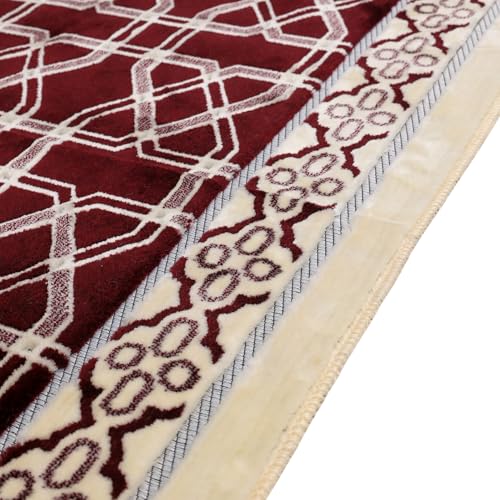 Velvet Muslim Prayer Rug Set with 99 Beads - Brown - color: Brown