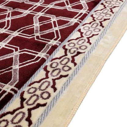 Velvet Muslim Prayer Rug Set with 99 Beads - Brown - color: Brown