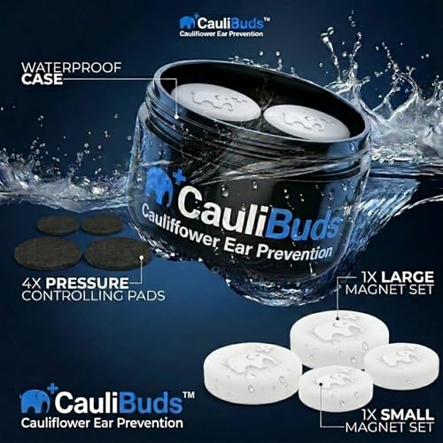 CauliBuds™ Cauliflower Ear Magnet - Premium Silicone Ear Magnets Cauliflower Ear - Pressure Earrings Magnetic Ears - Treatment in BJJ, Wrestling, MMA, & Rugby - Cauliflower Ear Draining Kit (White) - color: White