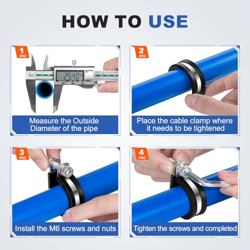 5/16 Inch Rubber Cable Clamp P Clip Pipe Hose Tube Conduit Wire Insulated | ELECFUN, 20pcs, Stainless Steel, Metal, Line - size: 5/16 Inch