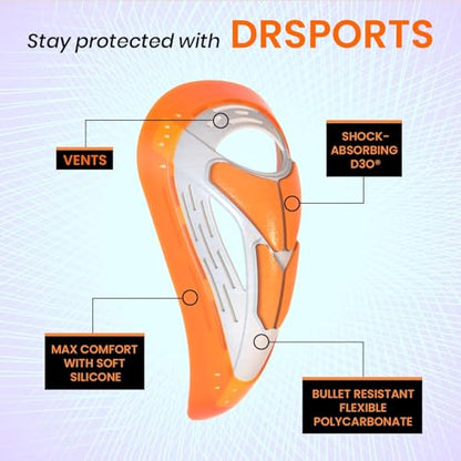 DRSPORTS Flex Cup D3O Impact Shield, Men’s Athletic Cup with Ergonomic Comfort, Groin Protector for Football, MMA, Boxing, Rugby and Baseball, Sports Protective Cup for High-Contact Training (XS–XL) - size: Small