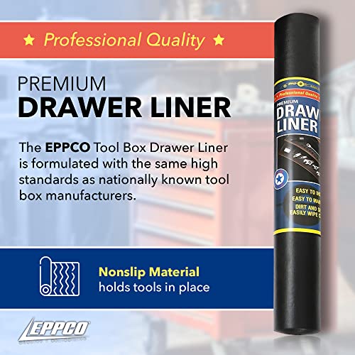 EPPCO Enterprises Tool Box Drawer Liner 24-inch Wide x 72” Long Non-Slip Tools Chest Mat, Black - size: 24"W x 72"L