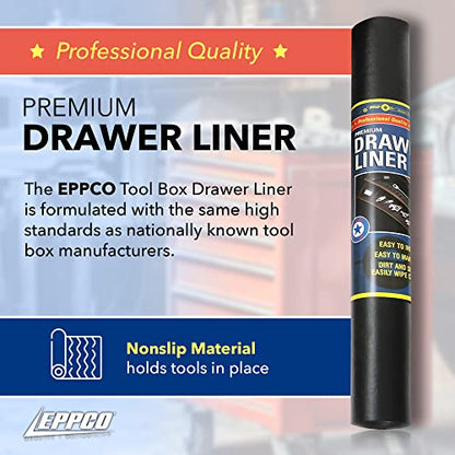 EPPCO Enterprises Tool Box Drawer Liner 24-inch Wide x 72” Long Non-Slip Tools Chest Mat, Black - size: 24"W x 72"L