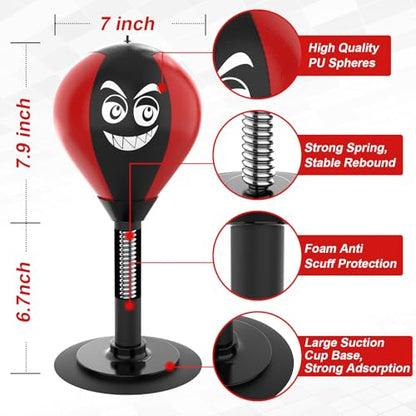 Desktop Punching Bag with Suction Cup - Punch Away Stress, Heavy Duty Office Desk Stress Ball for Adults & Kids, Fun Boxing Toy for Coworkers, Friends - color: Red