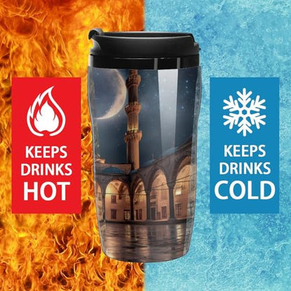 Blue Mosque Islamic Muslim Coffee Mug Double Wall Travel Tumbler Tea Cup for Hot/Ice Drinks 250ml